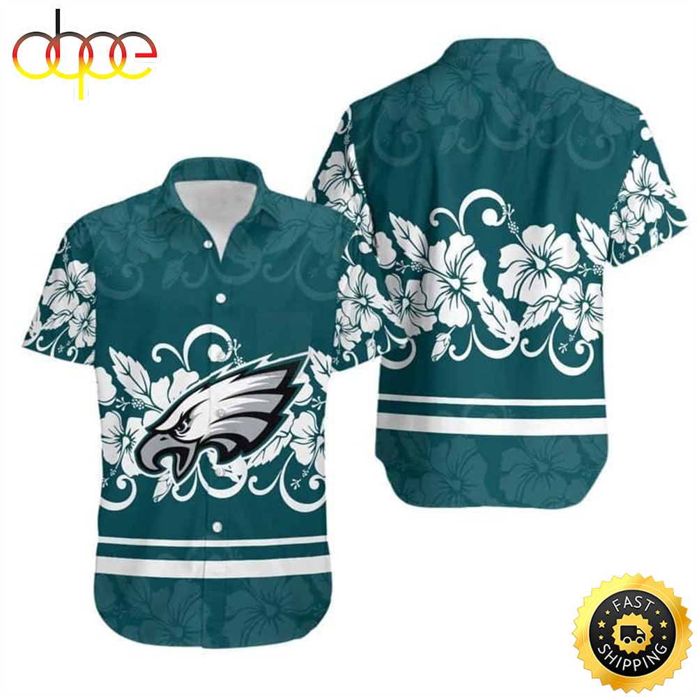 Hibiscus Flowers Pattern NFL Philadelphia Eagles Hawaiian Shirt For Football Fans Hx9e4a