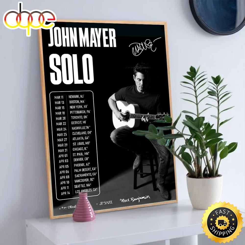 John Mayer Solo Tour 2023 Poster Canvas Cnbduc