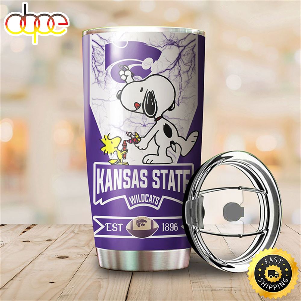 Kansas State Wildcats Snoopy All Over Print 3D Tumbler Nx6wri