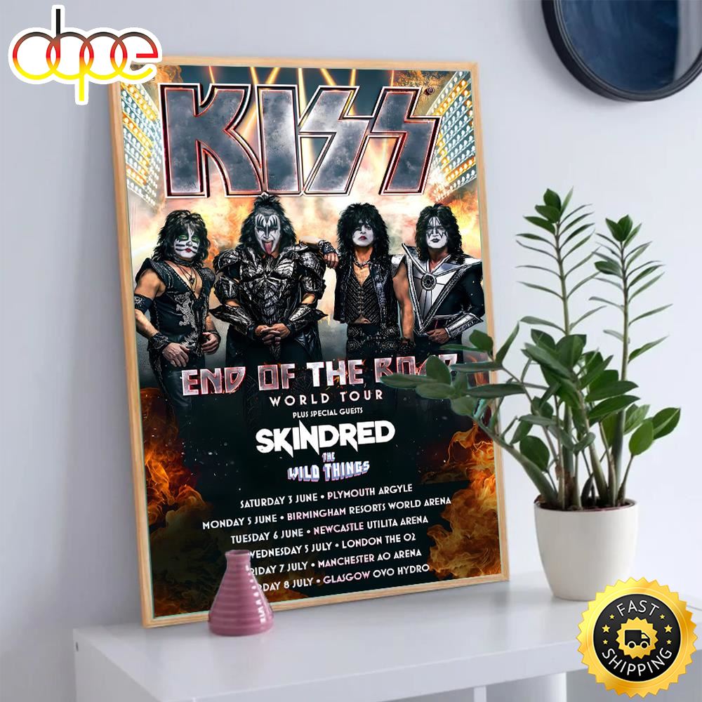 Kiss End Of The Road World 2023 Tour Uk Tour Poster Print Yvzwkc