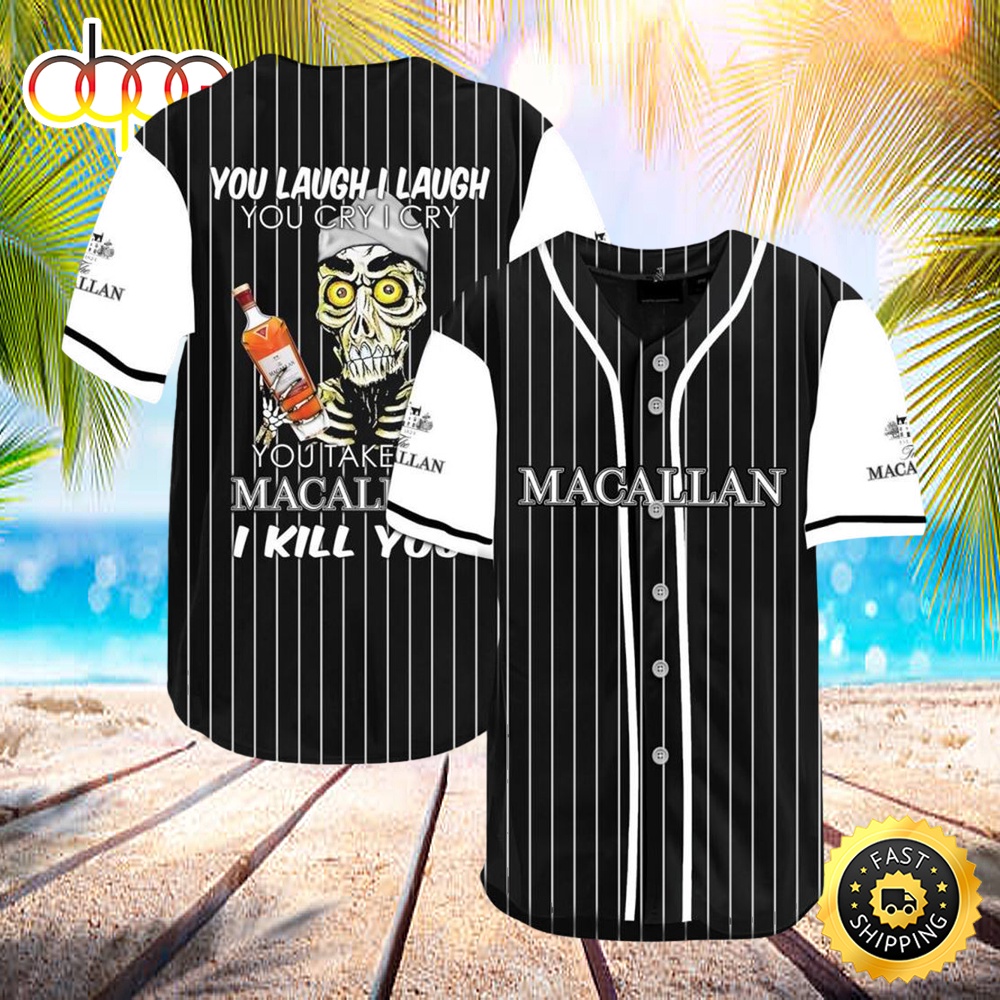 Laugh Cry Take My The Macallan Whiskey I Kill You Halloween Baseball Jersey Shirt Dlt29y