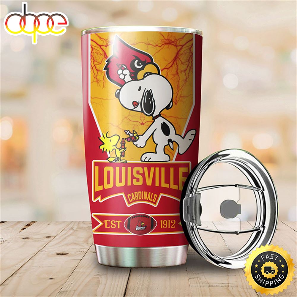 Louisville Cardinals Snoopy All Over Print 3D Tumbler Dk4f8r