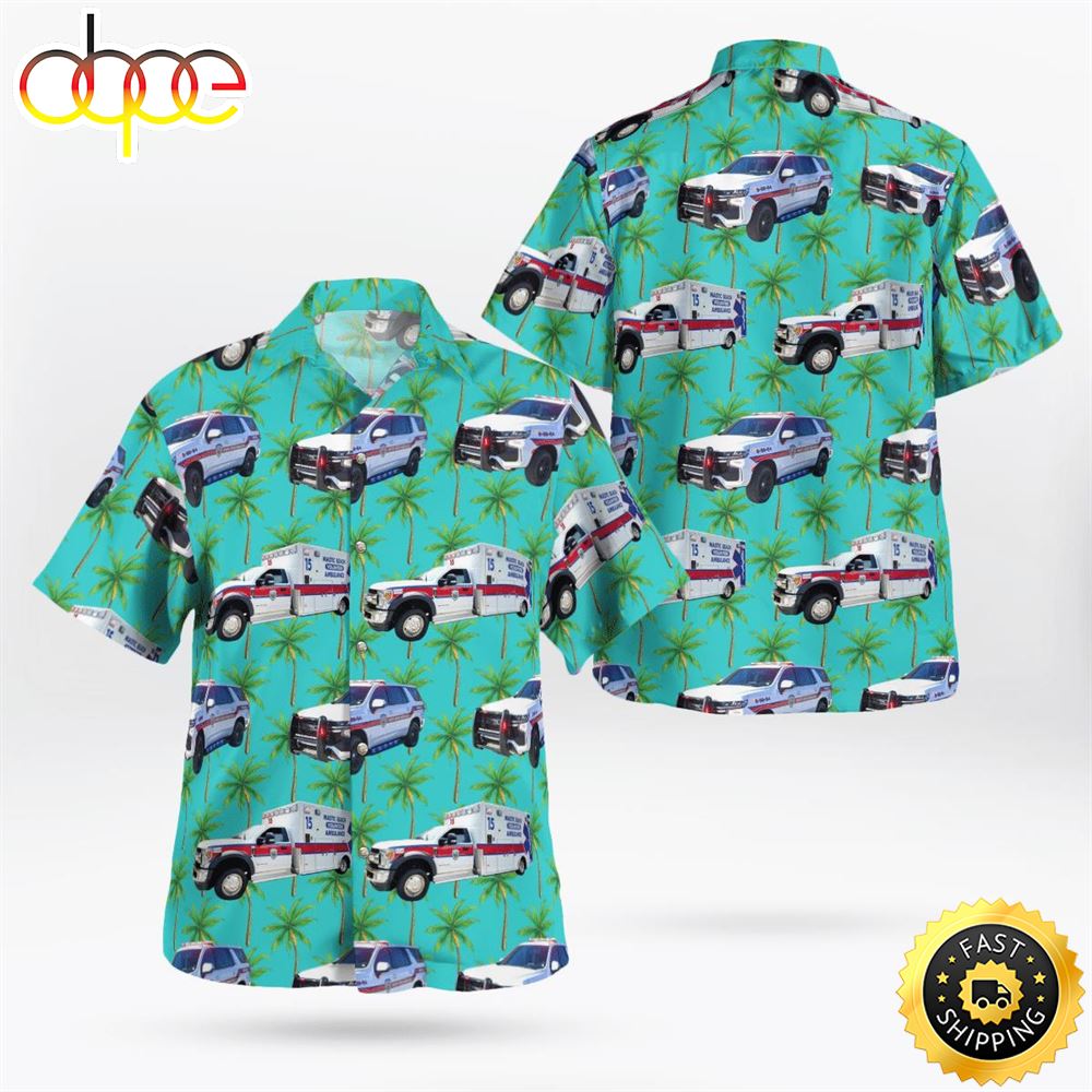 Mastic Beach Ambulance Company New York Fleet Hawaiian Shirt Obtdeb
