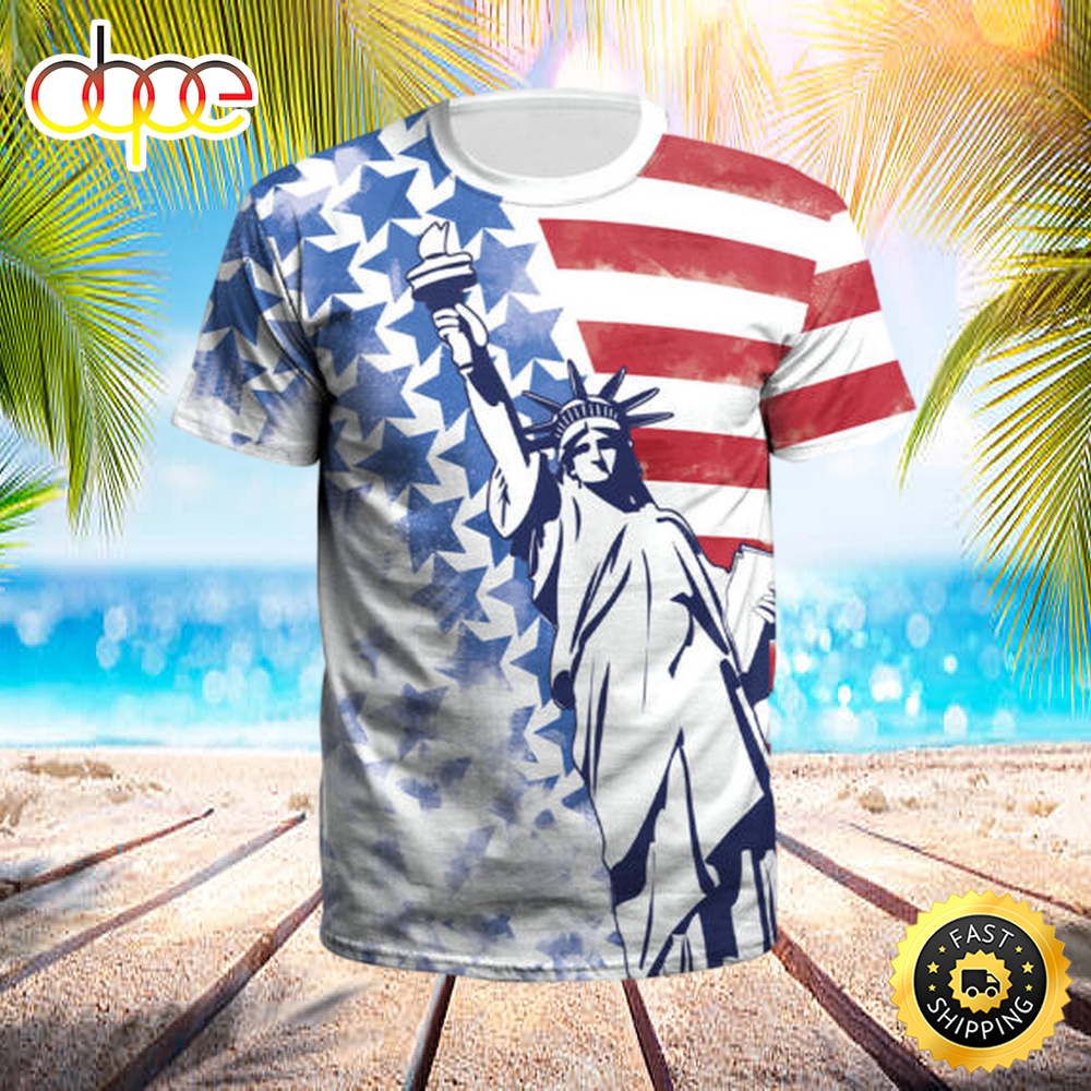 Mens Summer Tops USA Independence Day Print Short Sleeve Fashion Casual T Shirts Dym1ac