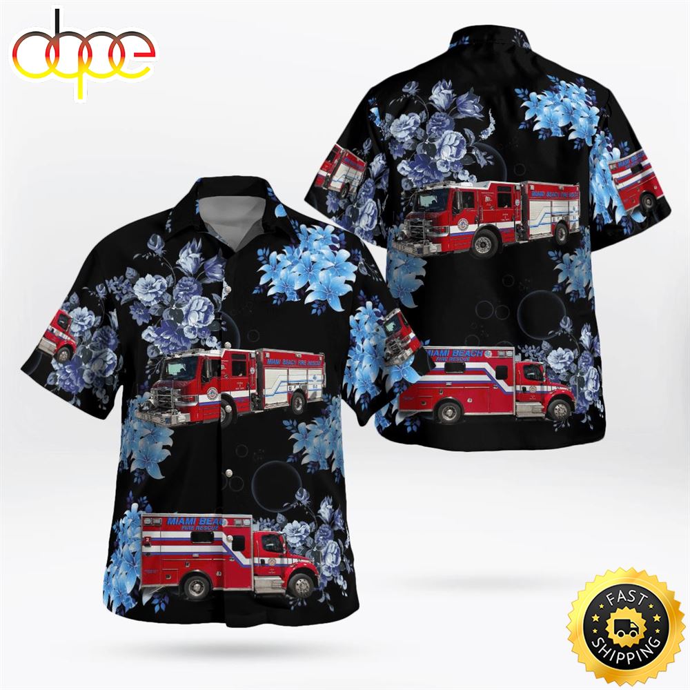 Miami Beach Fire Rescue Station 2 Hawaiian Shirt Cxrazg