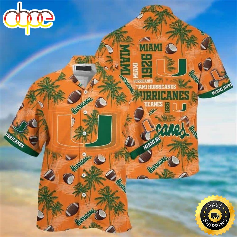 Miami Hurricanes Hawaiian Shirt Gift For College Football Fans W08aeo
