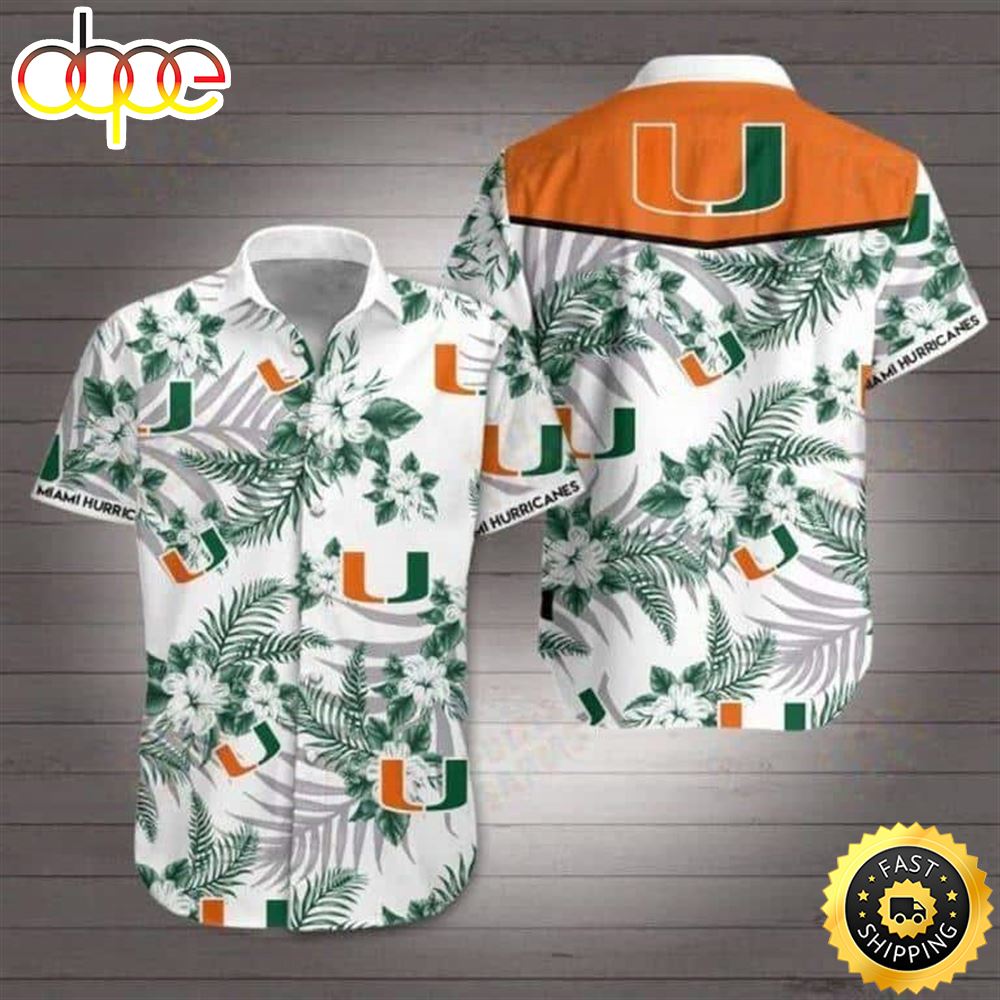 Miami Hurricanes Hawaiian Shirt Hibiscus Flower Beach Gift For Football Coach Kwodk4