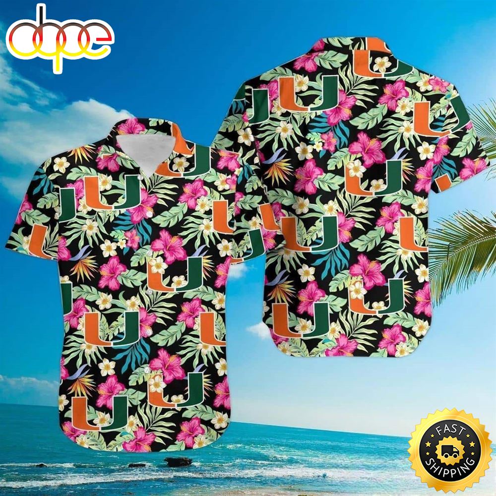 Miami Hurricanes Hawaiian Shirt Hibiscus Pattern Summer Beach Gift Rdyl7z