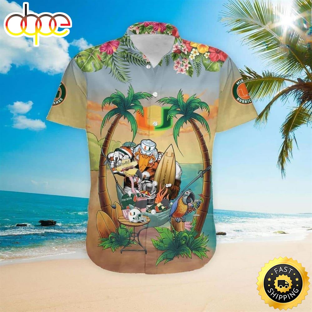 Miami Hurricanes Hawaiian Shirt Tropical Parrot Beach Vacation Gift Srrfag