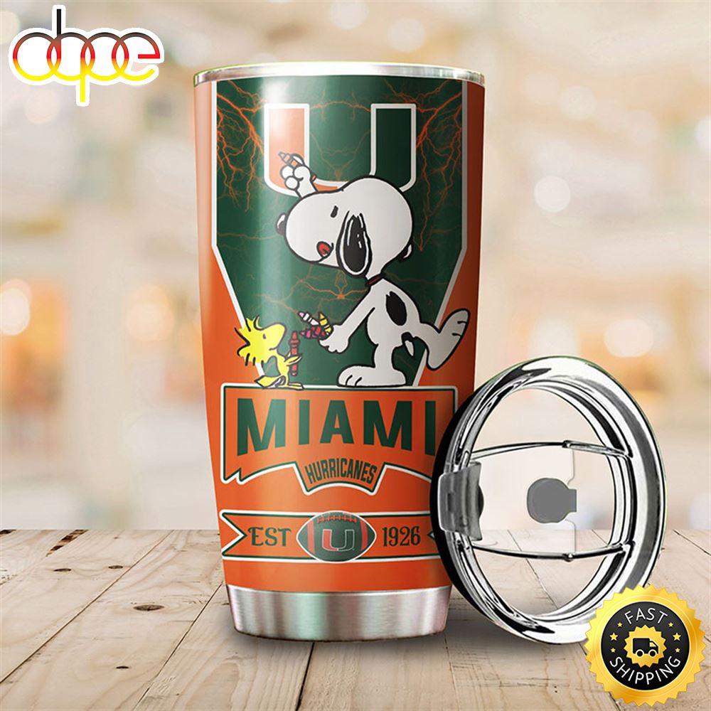 Miami Hurricanes Snoopy All Over Print 3D Tumbler C4dol3