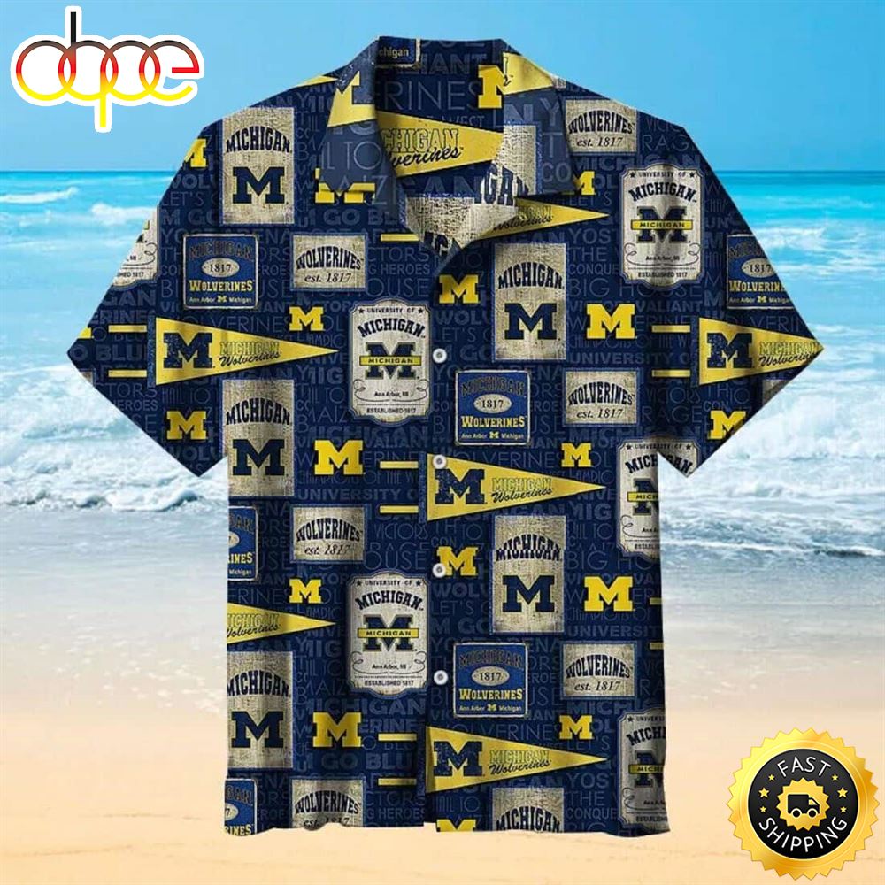Michigan Wolverines Hawaiian Shirt Beach Gift For College Football Fans Oy8366