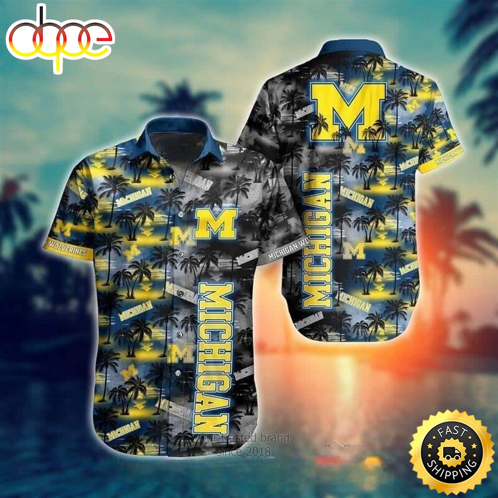 Michigan Wolverines Hawaiian Shirt Beach Pattern Summer Gift For Friend Rxbvml