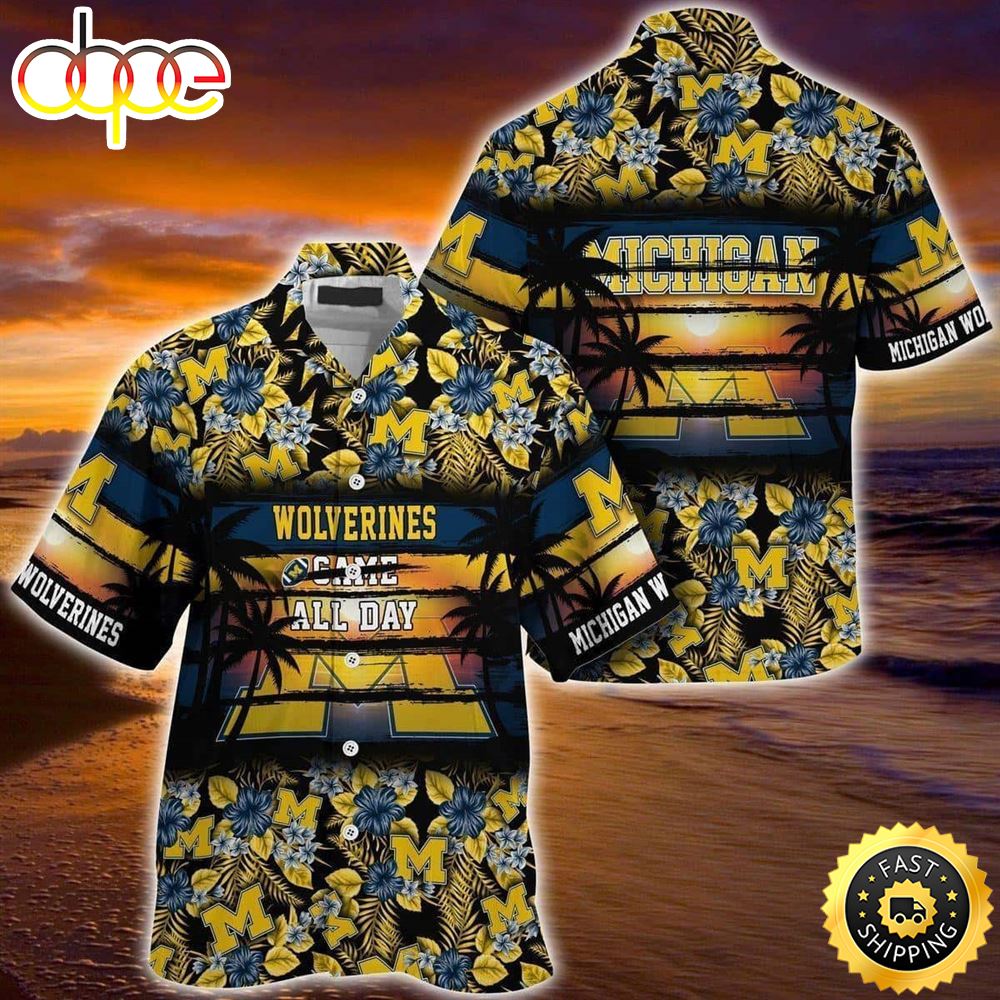 Michigan Wolverines Hawaiian Shirt Came All Day Flora Pattern Beach Gift Zg06fh