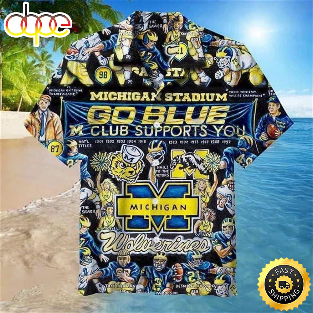 Michigan Wolverines Hawaiian Shirt Michigan Stadium Go Blue Club Supports You Qlpy4x