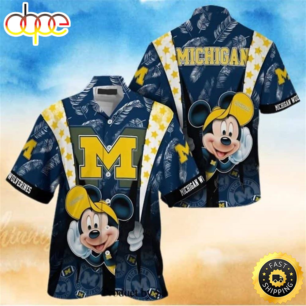 Michigan Wolverines Hawaiian Shirt Mickey Mouse Disney Trendy Summer Gift Wbdfnd