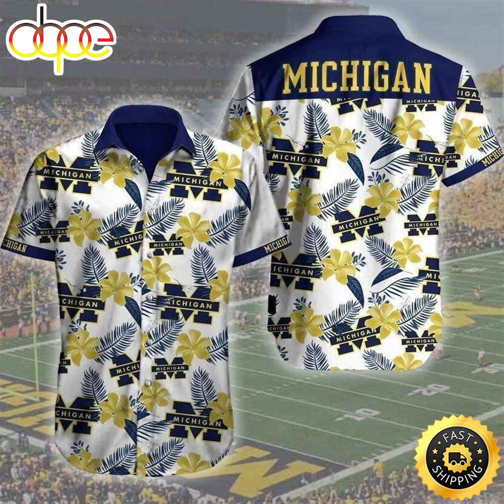Michigan Wolverines Hawaiian Shirt Tropical Pattern All Over Print Yomzts