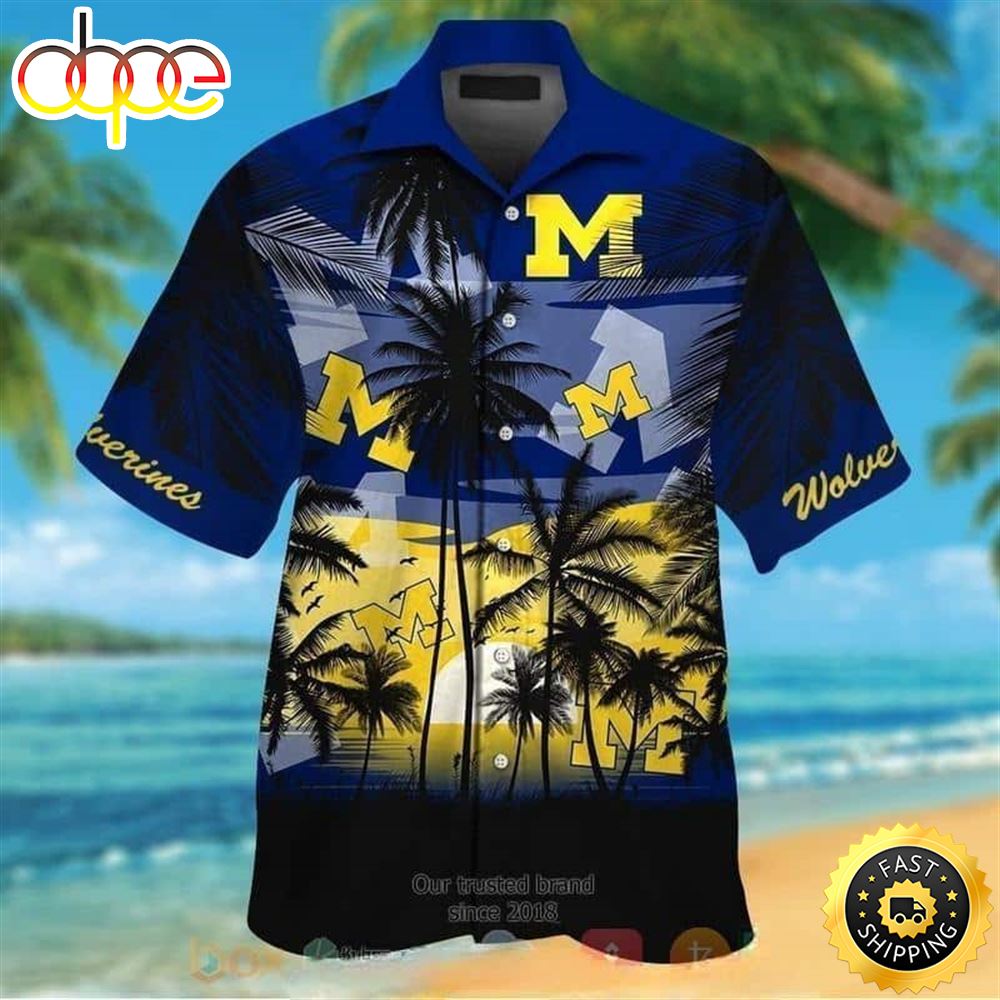 Michigan Wolverines Hawaiian Shirt Vintage Gift For Beach Lovers Shqd5y
