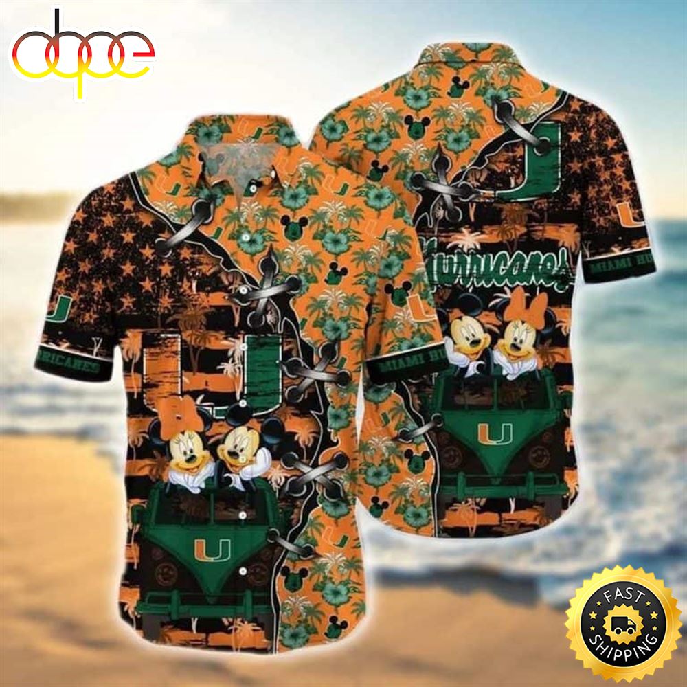 Mickey Mouse Disney Miami Hurricanes Hawaiian Shirt For Beach Lovers Ez2k6s