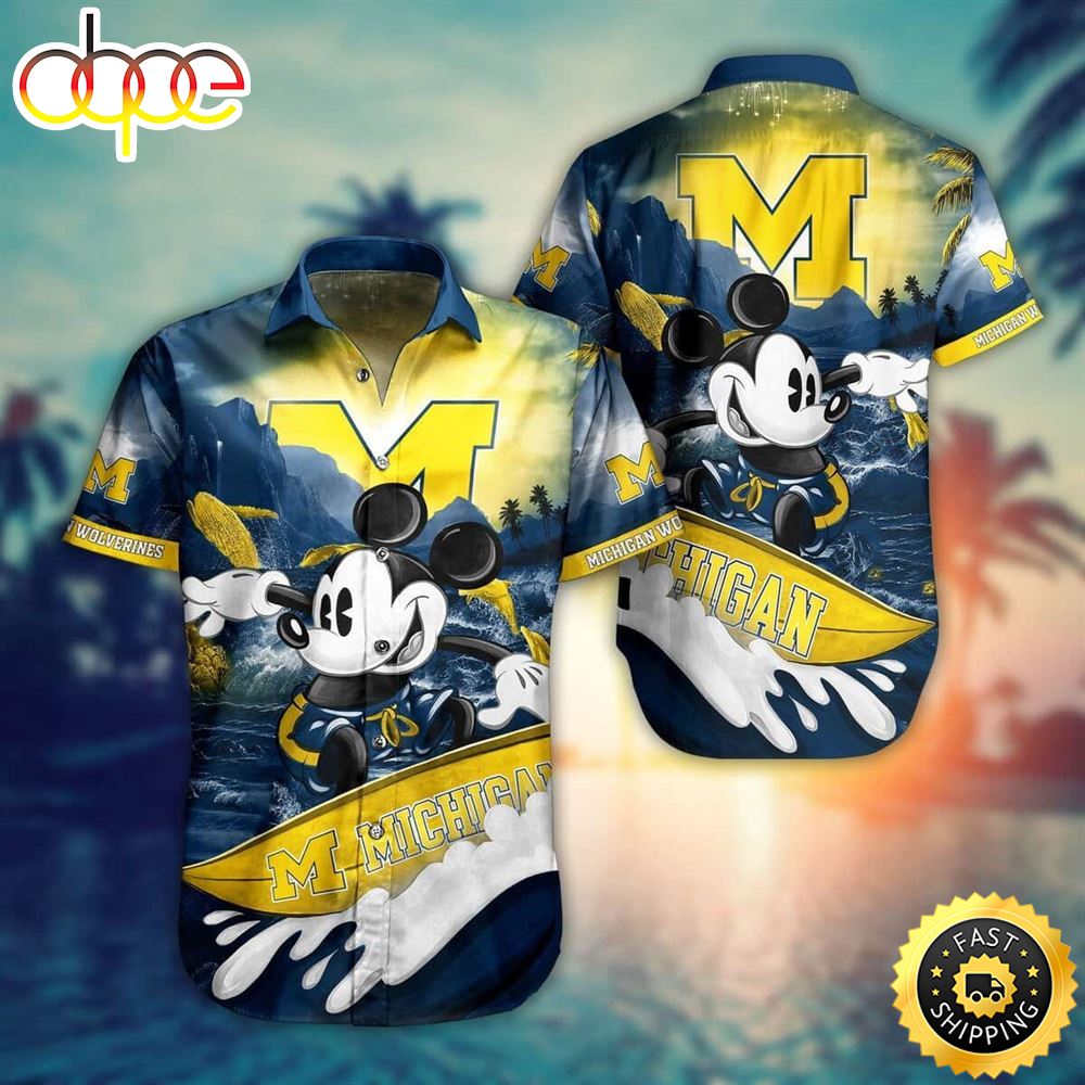 Mickey Mouse Disney Michigan Wolverines Hawaiian Shirt In2fwv