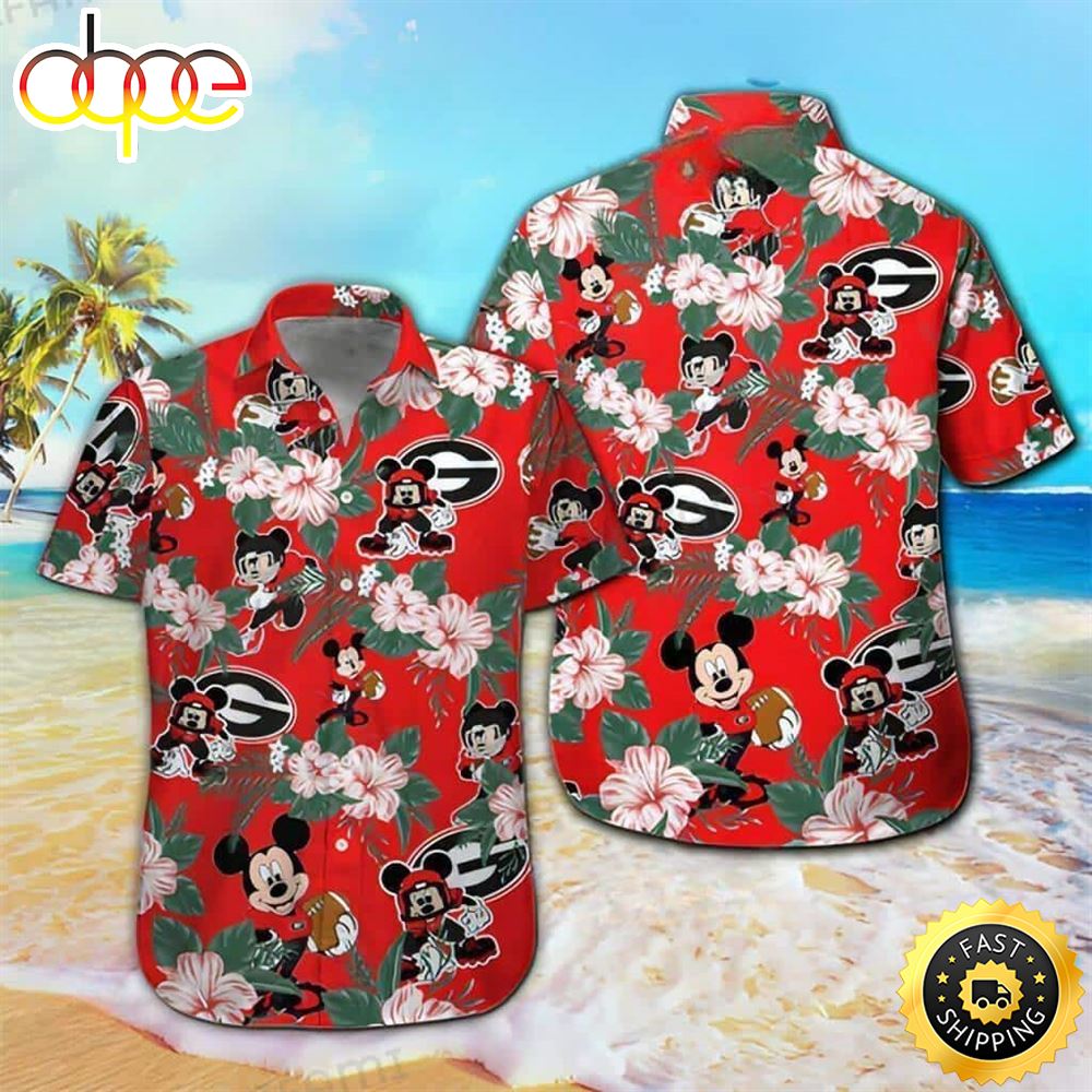 Mickey Mouse Georgia Bulldogs UGA Hawaiian Shirt Gift For Football Fans Lkz6bd