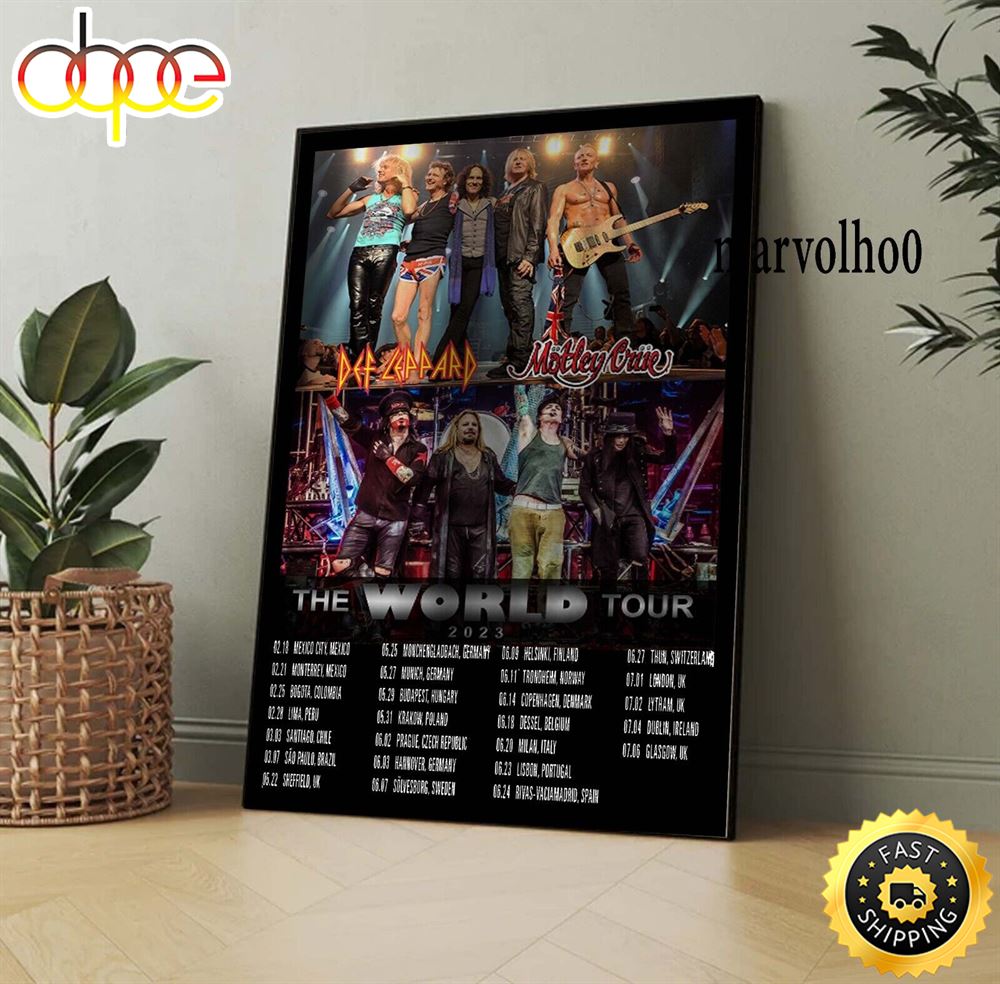 Motley Crue And Def Leppard The World Tour 2023 Poster Canvas Ebatg3