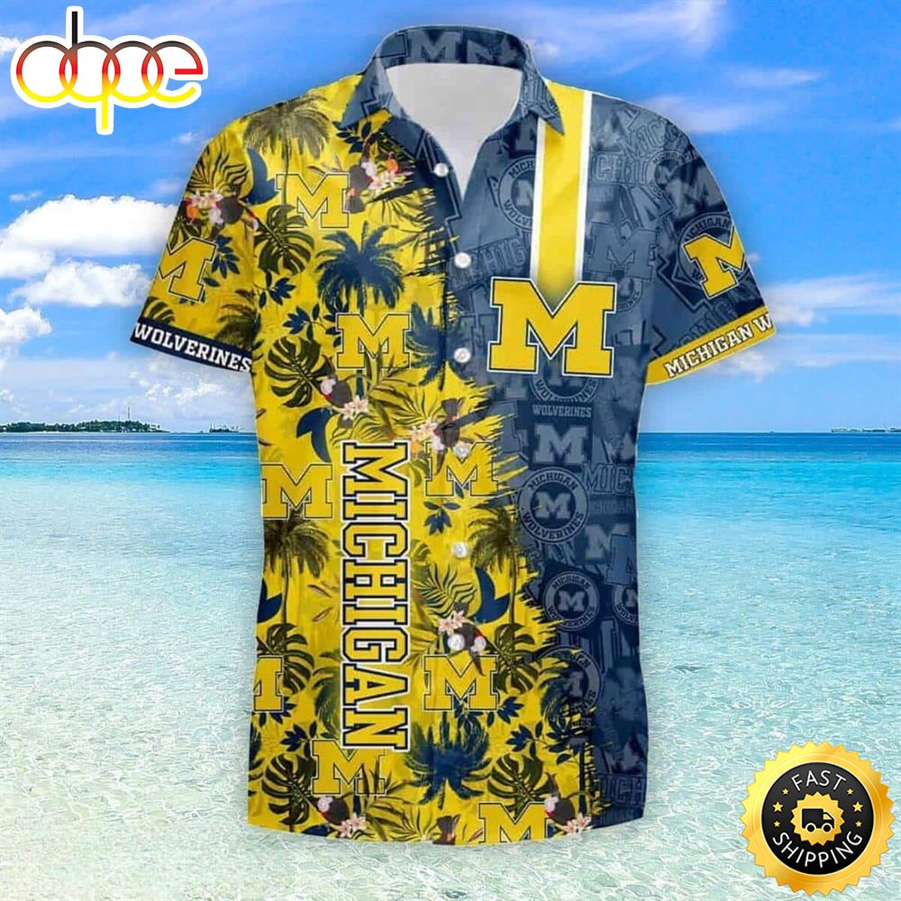 NCAA Michigan Wolverines Hawaiian Shirt Gift For Beach Vacation Lkhyws