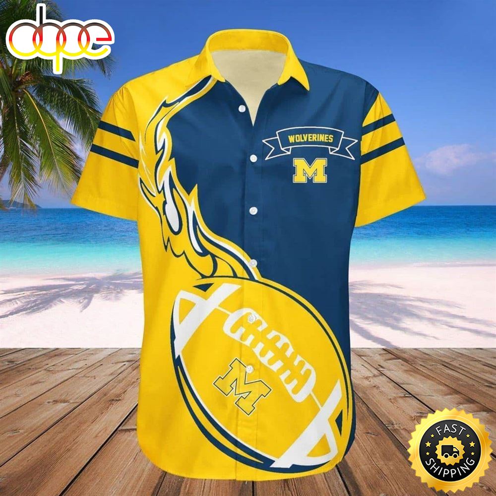 NCAA Michigan Wolverines Hawaiian Shirt Michigan Gift For Sport Fans Qmlb2h