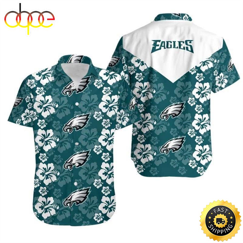 NFL Philadelphia Eagles Hawaiian Shirt Hibiscus Pattern Football Gift For Men Tnkzrf