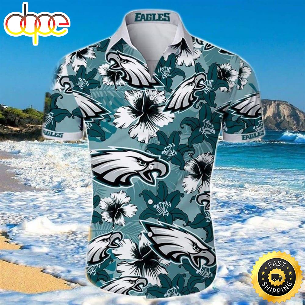 NFL Philadelphia Eagles Hawaiian Shirt Hibiscus Pattern Trendy Summer Gift Ghzcwg