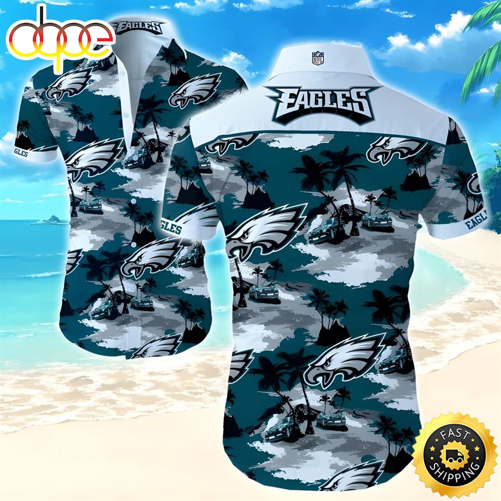 NFL Philadelphia Eagles Hawaiian Shirt Island Pattern All Over Print Qomtbr