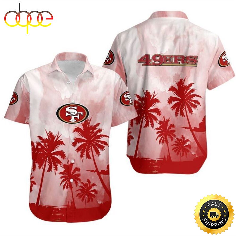 NFL San Francisco 49ers Hawaiian Shirt Coconut Trees Jwgmqs