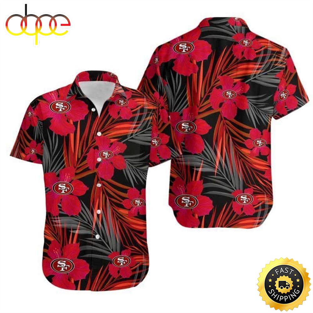 NFL San Francisco 49ers Hawaiian Shirt Hibiscus Flower Pattern Beach Gift Fy0srg