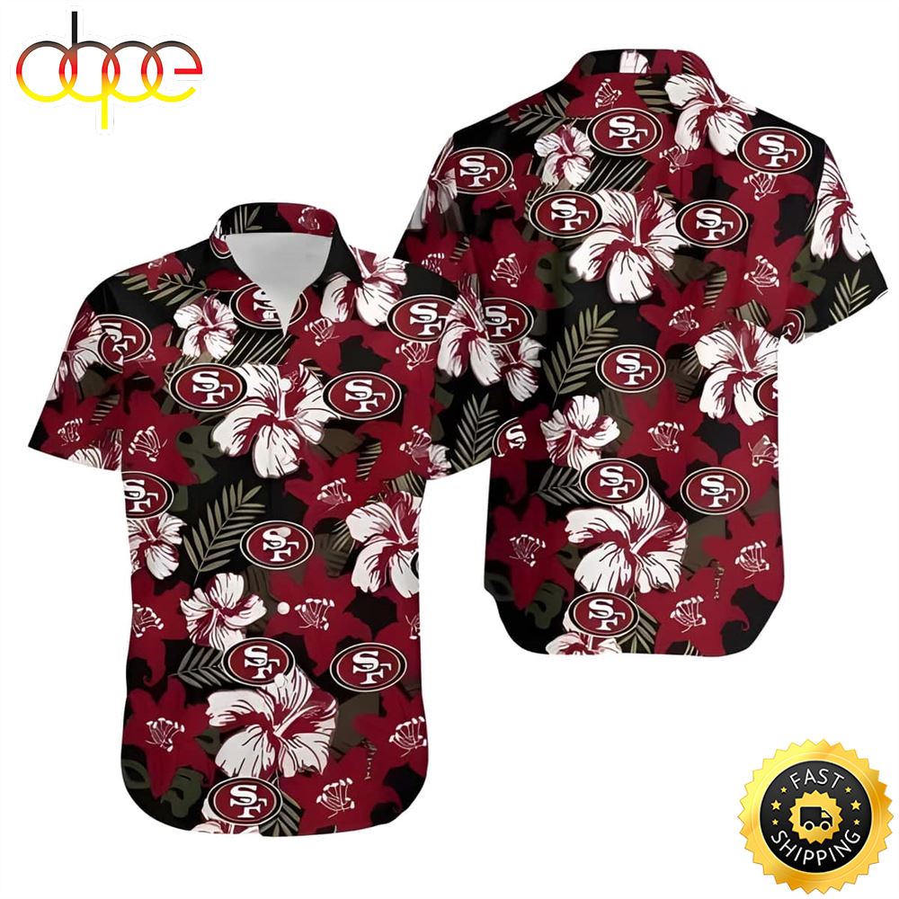 NFL San Francisco 49ers Hawaiian Shirt Hibiscus Flower Pattern Best Beach Gift Wspvfn