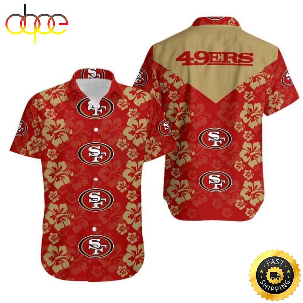 NFL San Francisco 49ers Hawaiian Shirt Hibiscus Flower Pattern Football Gift Q2btsp