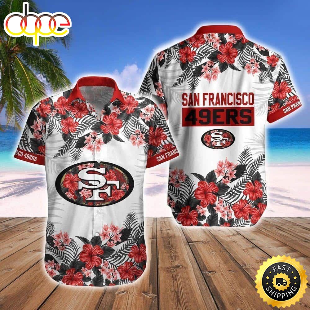 NFL San Francisco 49ers Hawaiian Shirt Hibiscus Flower Pattern Dnacec