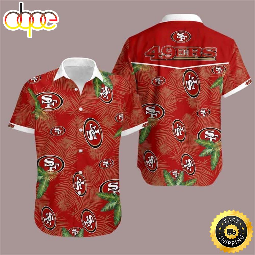 NFL San Francisco 49ers Hawaiian Shirt Palm Leaves Pattern All Over Print Dkvefi