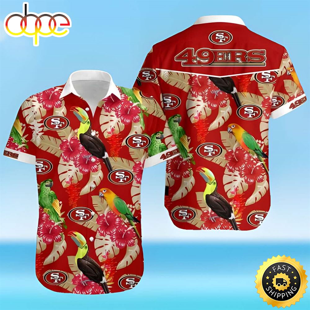 NFL San Francisco 49ers Hawaiian Shirt Parrot Pattern Summer Beach Gift Eplydw