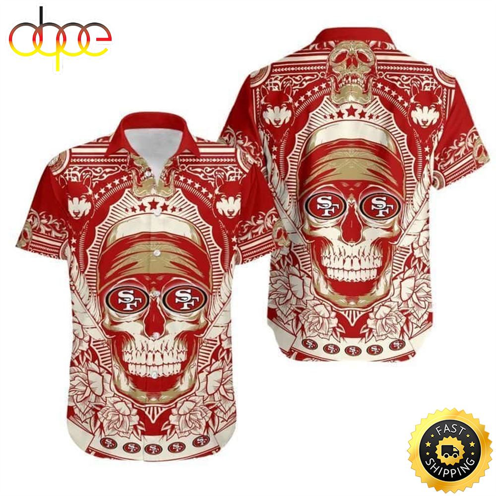 NFL San Francisco 49ers Hawaiian Shirt Skull Pattern All Over Print Wwcdjr