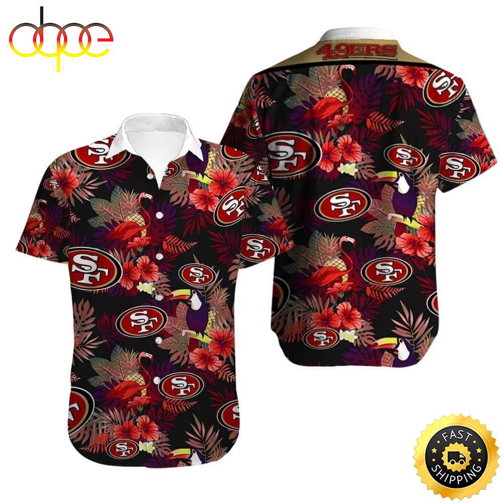 NFL San Francisco 49ers Hawaiian Shirt Tropical Pattern Zbs8d7