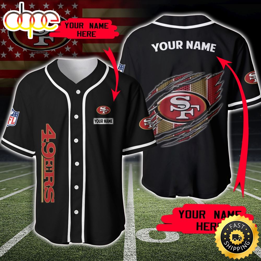NFL San Francisco 49ers Personalized Jersey Customize Name Baseball Jersey Iek0at