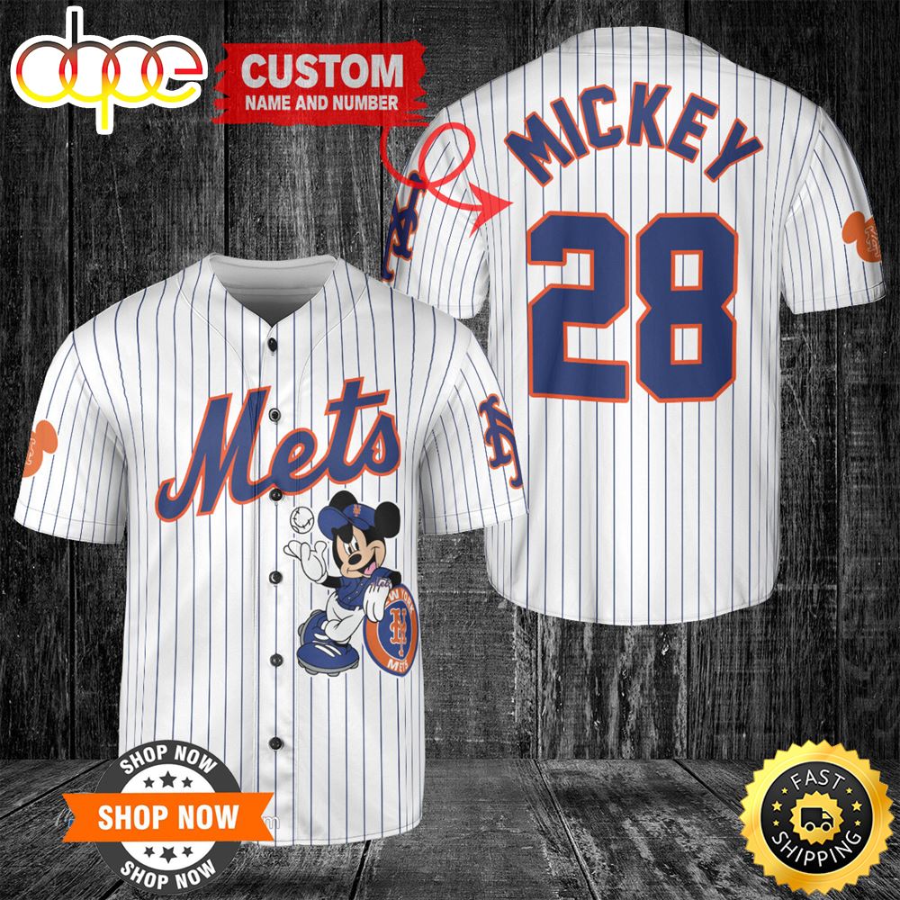 New York Mets Mickey Mouse x New York Mets Baseball Jersey W –