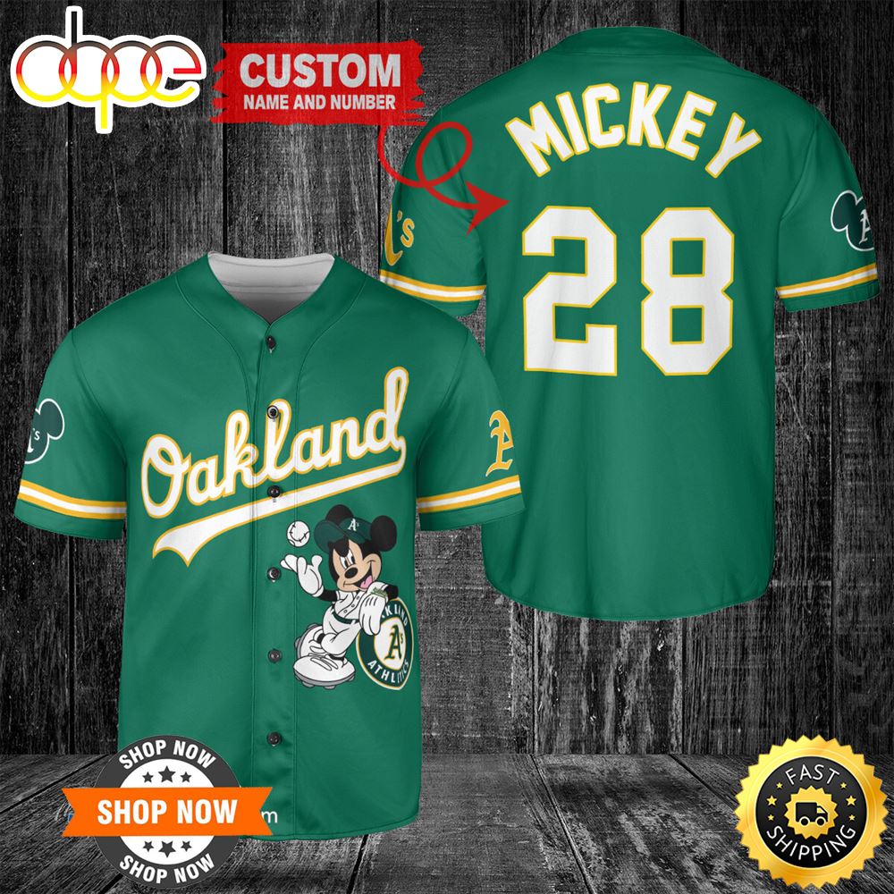 Oakland Athletics Mickey Mouse X Oakland Athletics Baseball Jersey Stkkay