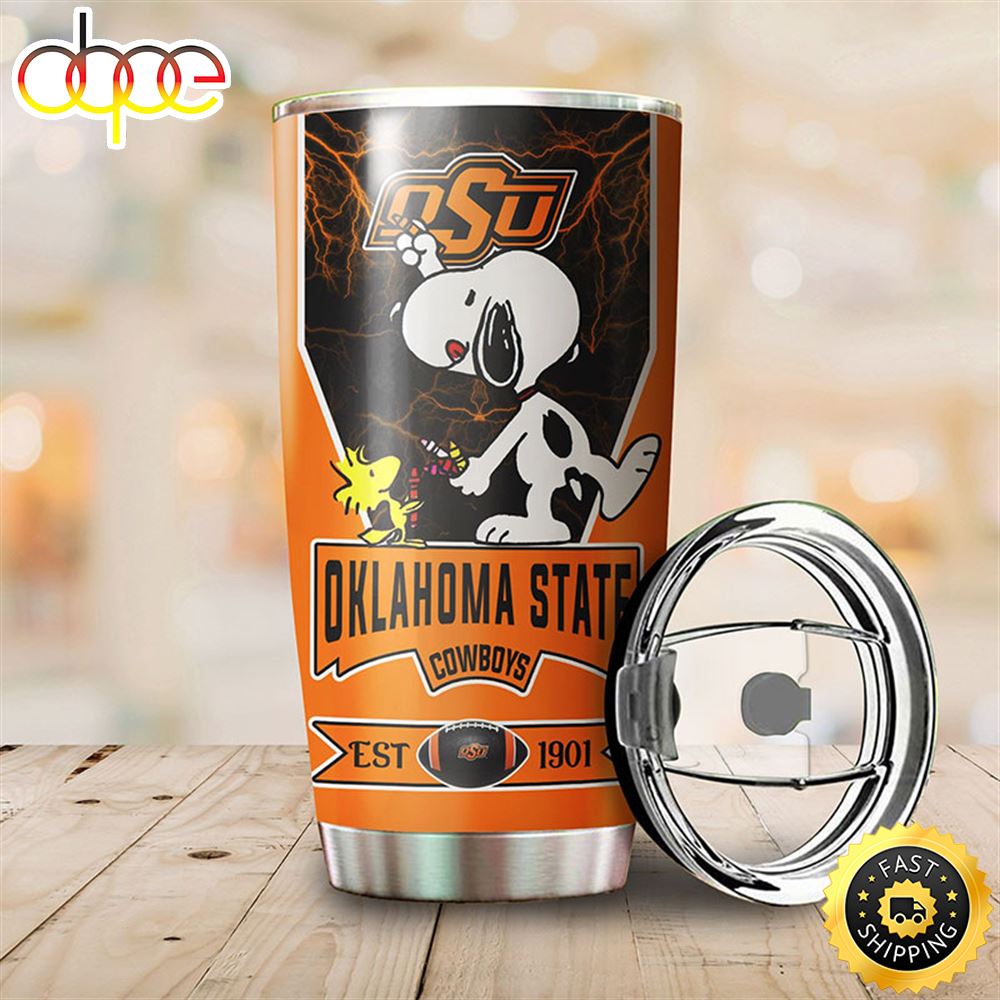 Oklahoma State Cowboys Snoopy All Over Print 3D Tumbler Xwufhh