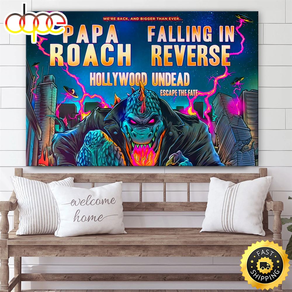 Papa Roach And Falling In Reverse Announce Second Leg Of Rockzilla Tour 2023 Canvas Poster Vv9lyx