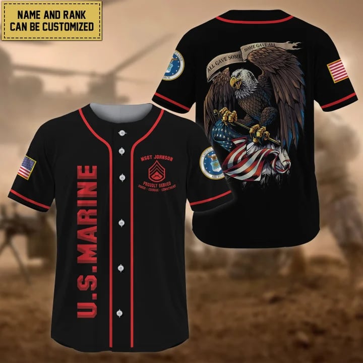 Premium Personalised All Gave Some US Veteran Red Baseball Jersey Ppuxkb