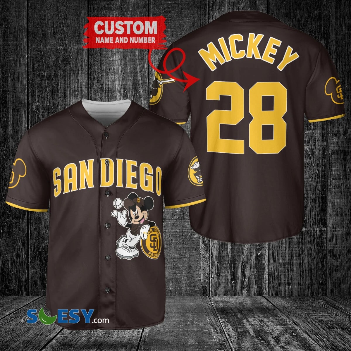 San Diego Padres Mickey Mouse X San Diego Padres Baseball Jersey Wpyb35