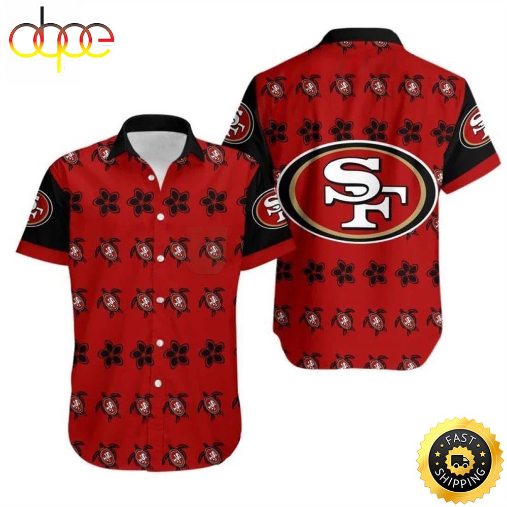 San Francisco 49ers NFL Hawaiian Shirt Turtle And Flower Pattern Zwebwj