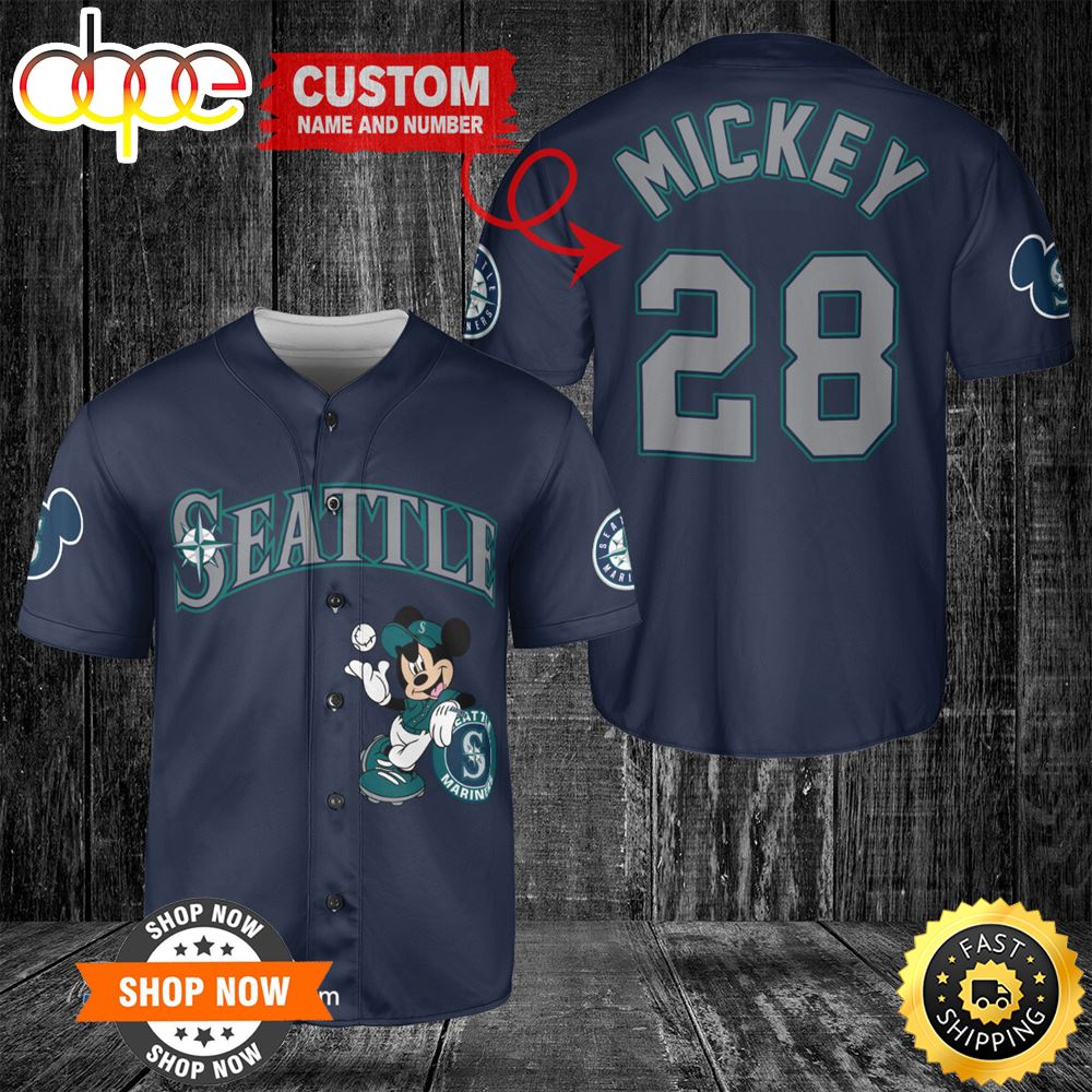 Seattle Mariners Mickey Mouse X Seattle Mariners Baseball Jersey Navy Ddhd48
