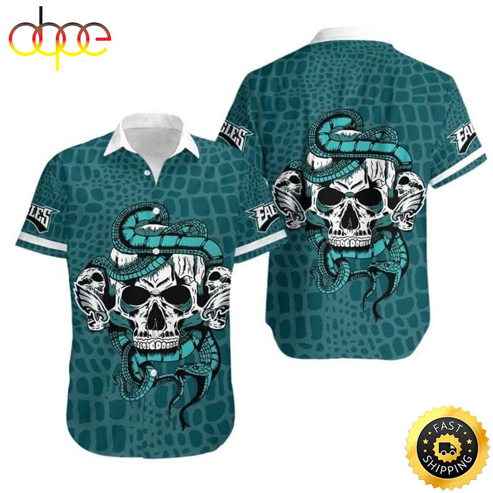 Snake And Skull NFL Philadelphia Eagles Hawaiian Shirt Nm4qwg