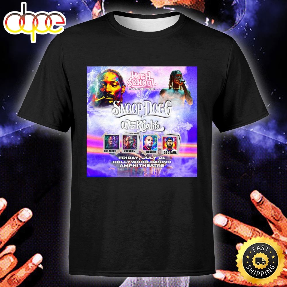Snoop Dogg Wiz Khalifa Too Short H.S. Reunion Tour 2023 Tshirt Q1fbcc